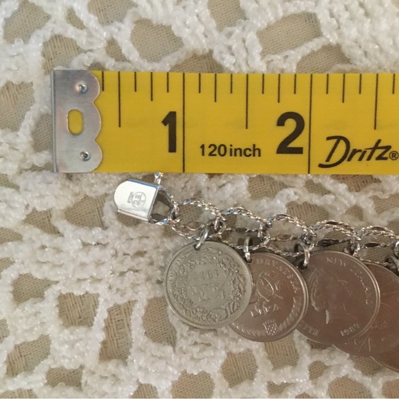 🌹HOST PICK- STERLING SILVER HEAVY 21 COIN CHARM BRACELET/BOX CLASP-SAFETY CLIP - Picture 9 of 15
